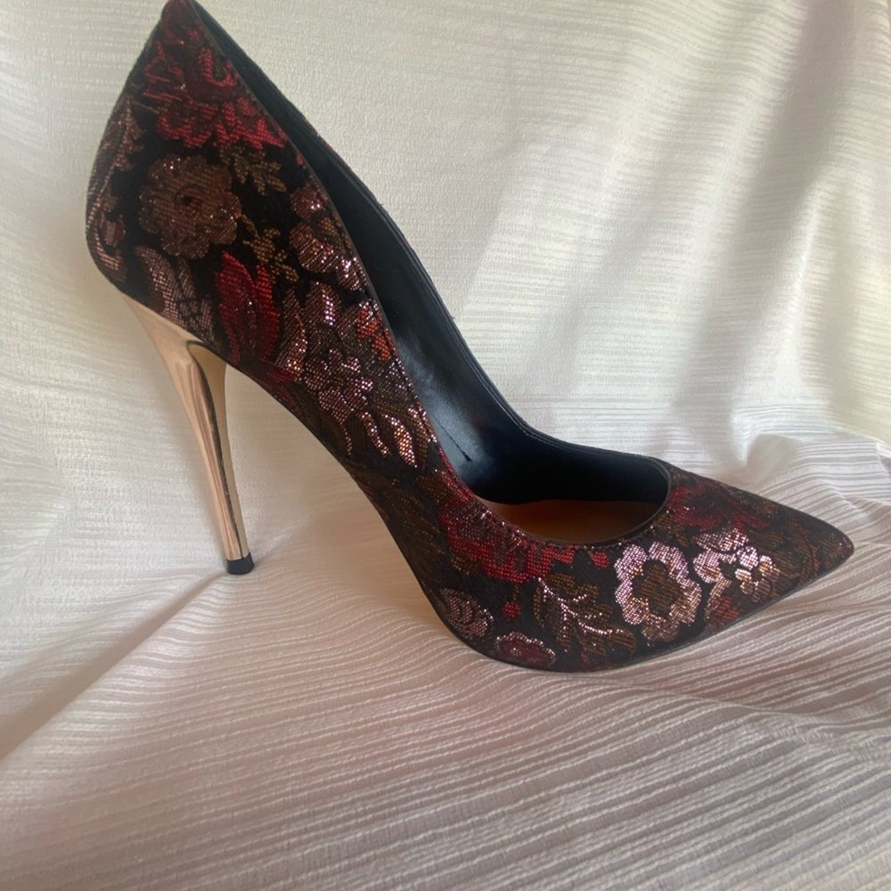 Aldo Elegant Floral Heels with Gold Accents